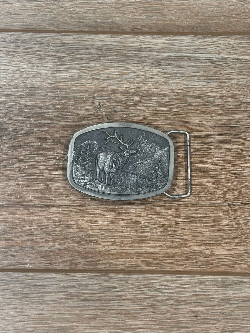 SPEC CAST Vintage 1981 Western Steel Silver Elk Belt Buckle